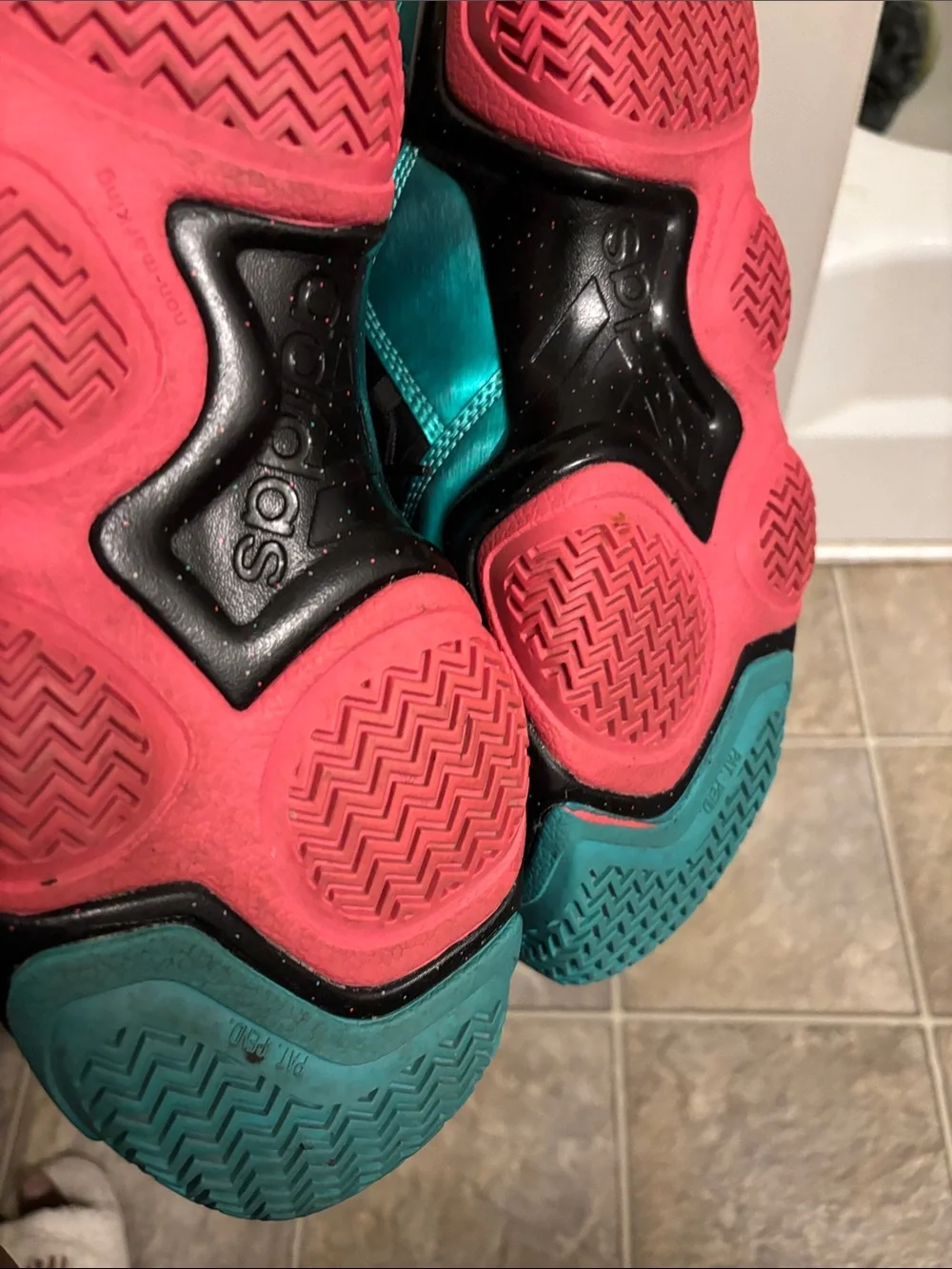 adidas Black Teal Pink High-Top Sneakers